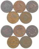 Group of (5) Coronet Head Large Cents.