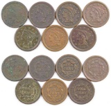 Group of (7) Braided Hair Large Cents.