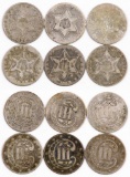 Group of (6) Three Cent Piece Silver.