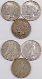 Group of (3) Peace Silver Dollars.