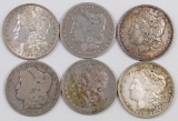 Group of (6) Morgan Silver Dollars.