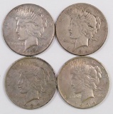 Group of (4) Peace Silver Dollars.