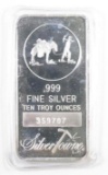 Silver Towne Ten Troy Ounces .999 Silver Ingot.