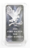 Silver Towne Ten Troy Ounces .999 Silver Ingot.