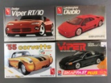 Group of 4 Scale Model Car Kits sealed in Original Boxes