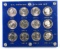 Group of (12) Susan B. Anthony Dollars in Capital Type Holder.
