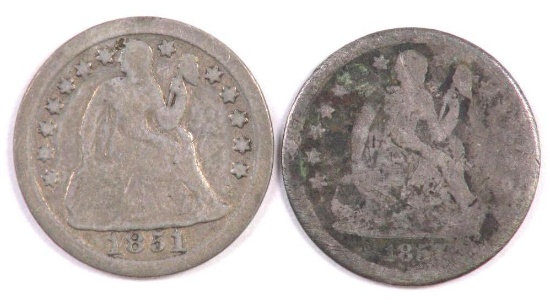 Group of (2) Seated Liberty Silver Dime.