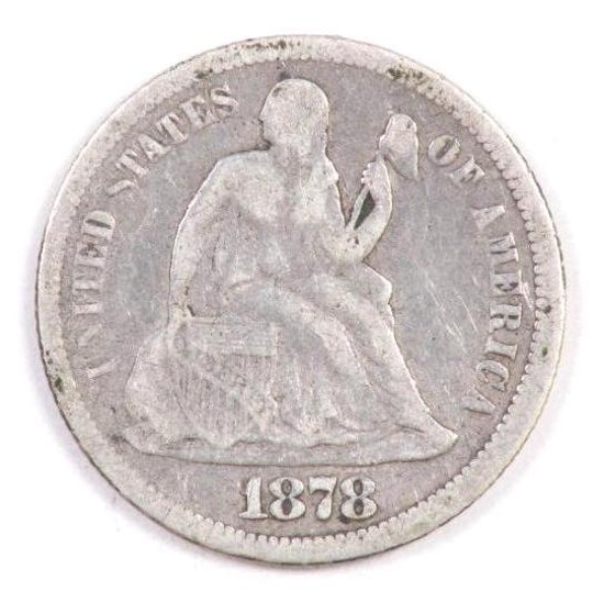 1878 P Seated Liberty Silver Dime.