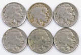 Group of (6) Buffalo Nickels.