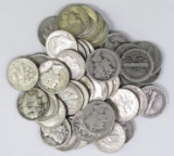 Group of (50) Mixed Mercury & Roosevelt Silver Dimes.