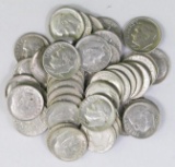 Group of (50) 1964 D Roosevelt Silver Dimes.