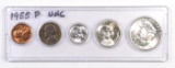 5-Coin 1955 Unc Coin Set - Half Dollar, Quarter, Dime, Nickel & Cent.