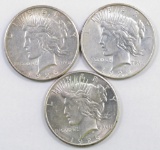 Group of (3) Peace Silver Dollars.