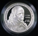 2006 P Benjamin Franklin Founding Father Commemorative Silver Dollar Proof.