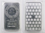 Royal Canadian Mint Ten Troy Ounces .999 Silver Ingot.