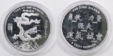 2012 Year Of The Dragon Five Troy Ounces .999 Fine Silver Round.
