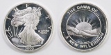 2000 One Troy Ounce The Dawn Of A New Millenium .999 Fine Silver Round.