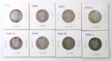 Group of (8) Barber Silver Quarters.