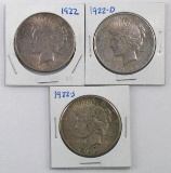 Group of (3) Peace Silver Dollars.