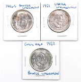 Group of (3) Booker T Washington & Washington Carver Commemoratove Silver Half Dollars.