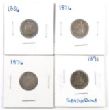 Group of (4) Seated Liberty Silver Dimes.