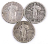 Group of (3) Standing Liberty Silver Quarters.