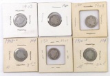 Group of (6) Barber Silver Dimes.