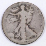1921 S Walking Liberty Silver Half Dollar.