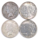 Group of (4) Peace Silver Dollars.