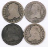 Group of (4) Capped Buest Silver Dimes.