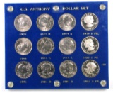 Group of (12) Susan B. Anthony Dollars in Capital Type Holder.