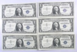 Group of (6) Consecutive 1957 B $1 Silver Certificate Star Notes.