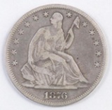 1876 P Seated Liberty Silver Half Dollar.