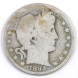 1893 S Barber Silver Half Dollar.