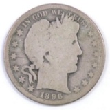 1896 S Barber Silver Half Dollar.
