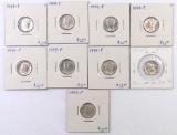 Group of (9) 1944 P Mercury Silver Dimes.