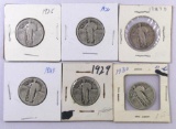 Group of (6) Standing Liberty Silver Quarters.
