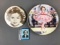 Group of Shirley Temple memorabilia including plate pin and mirror