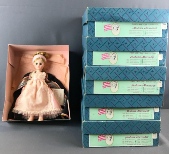 Group of 6 Madame Alexander first lady doll collection