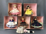 Group of 5 Madame Alexander dolls plus bonus outfit