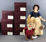 R John Wright Snow White and 7 dwarves dolls in original boxes