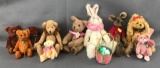 Group of 10 handmade miniature artist bears/animals