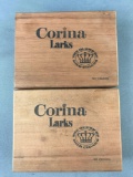 Group of 2 Vintage Corina Larks wooden cigar boxes