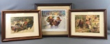 Group of 3 matted, framed prints