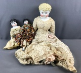 Group of 3 Antique China head dolls