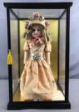 Antique Armand Marseille Porcelain Doll in Glass Display Case