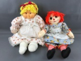 Group of 2 cloth dolls, One raggedy Ann