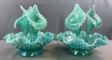 Fenton Art glass Opalescent iridescent Epergnes