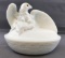 Milk Glass Nesting Eagle Covered Dish