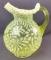 Vasoline Opalescent Glass ruffled edge pitcher